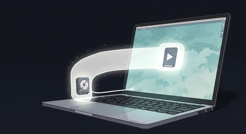 動画をPCストレージに保存する流れのイメージ。